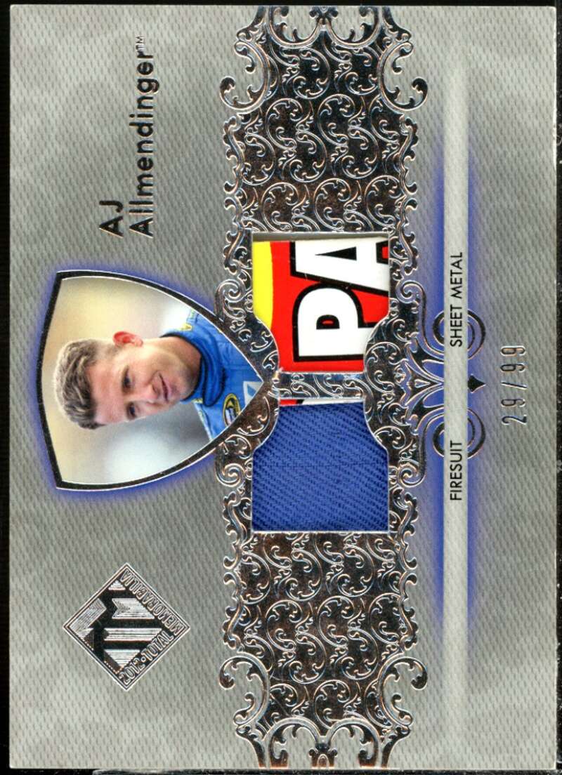 A.J. Allmendinger Card 2012 Total Memorabilia Dual Swatch Silver #TMAA  Image 1