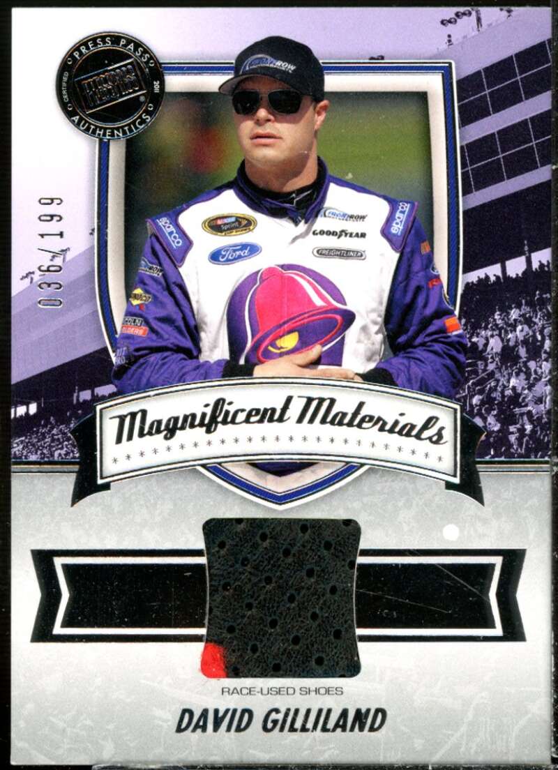 David Gilliland Card 2011 Press Pass FanFare Magnificent Materials #MMDG  Image 1