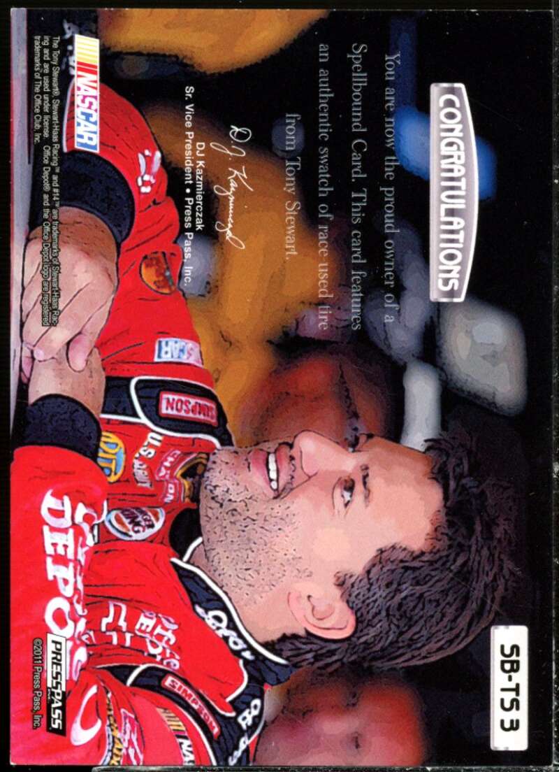 Tony Stewart Card 2011 Press Pass Eclipse Spellbound Swatches #SBTS3  Image 2