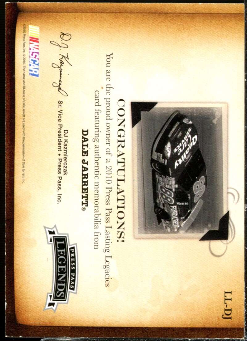 Dale Jarrett Card 2010 Press Pass Legends Lasting Legacies Copper #LLDJ  Image 2