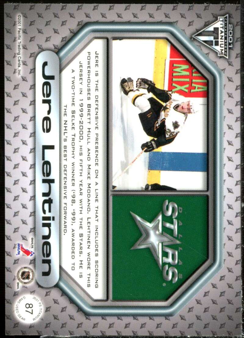 Jere Lehtinen Card 2000-01 Titanium Game Gear #87  Image 2