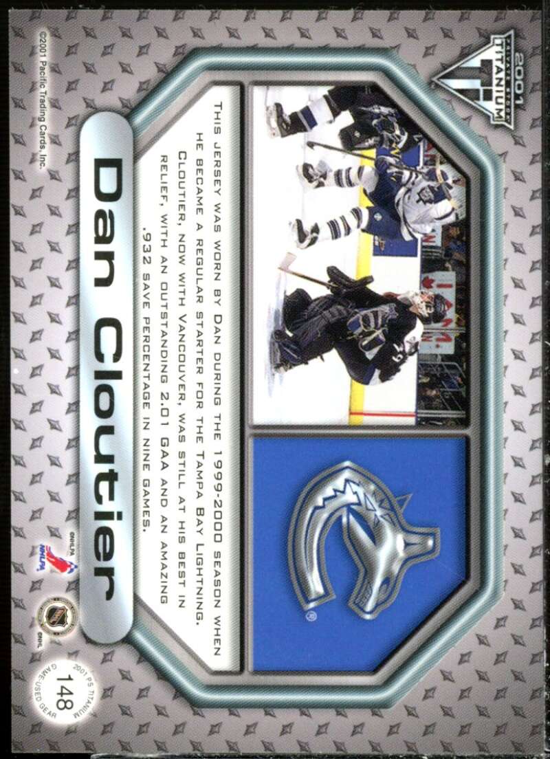 Dan Cloutier Card 2000-01 Titanium Game Gear #148  Image 2