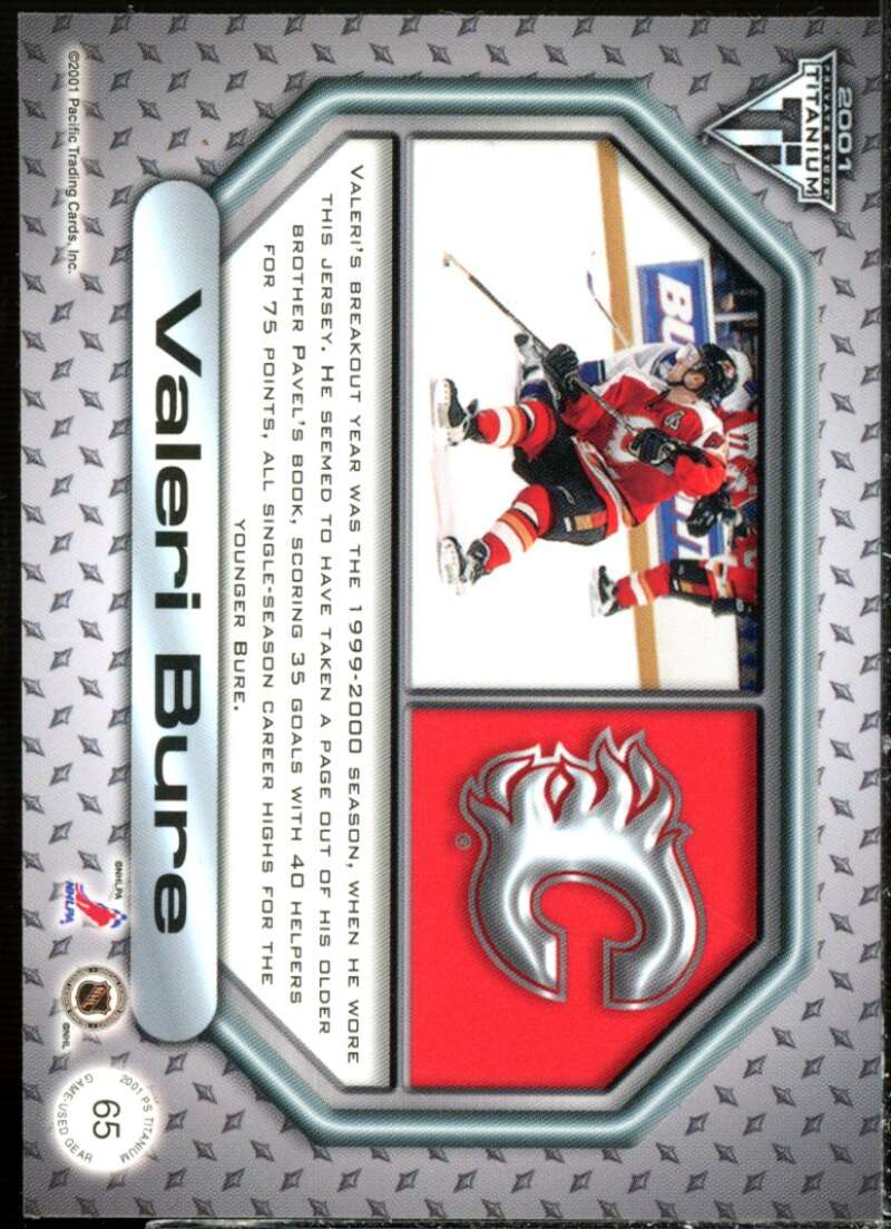 Valeri Bure Card 2000-01 Titanium Game Gear #65  Image 2