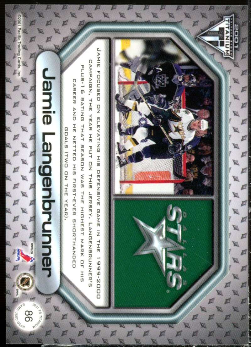 Jamie Langenbrunner Card 2000-01 Titanium Game Gear #86  Image 2