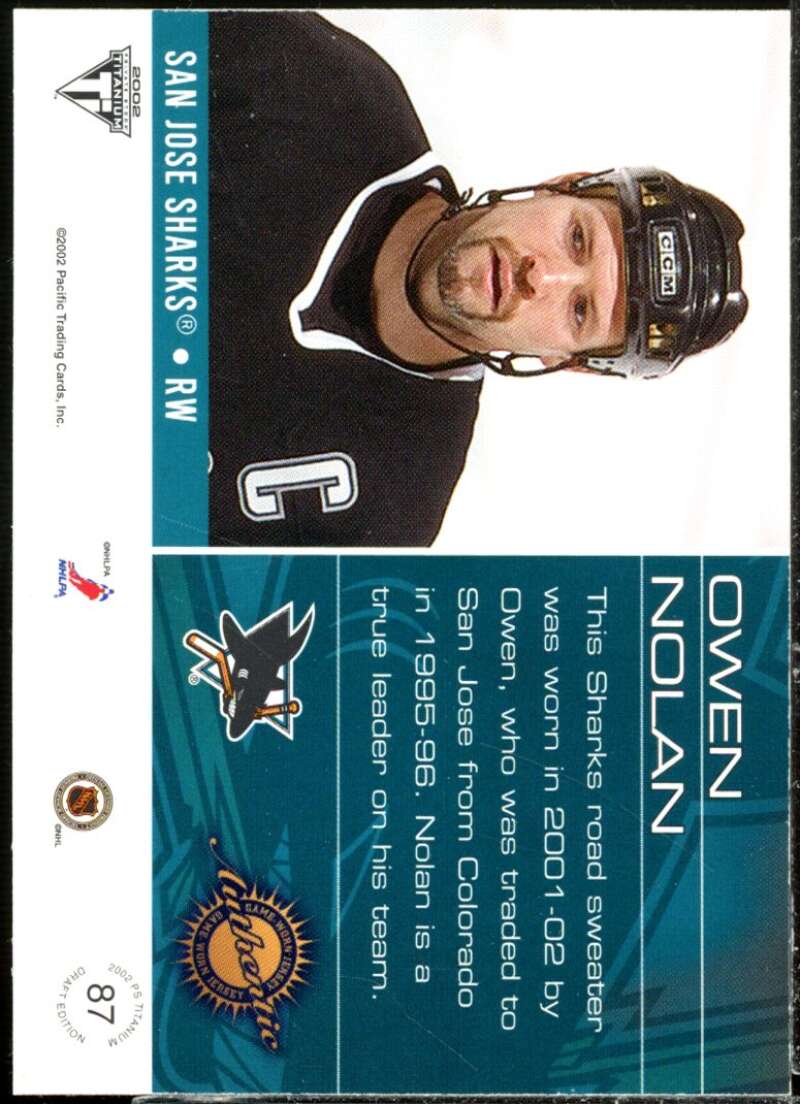 Owen Nolan Card 2001-02 Titanium Draft Day Edition #87  Image 2