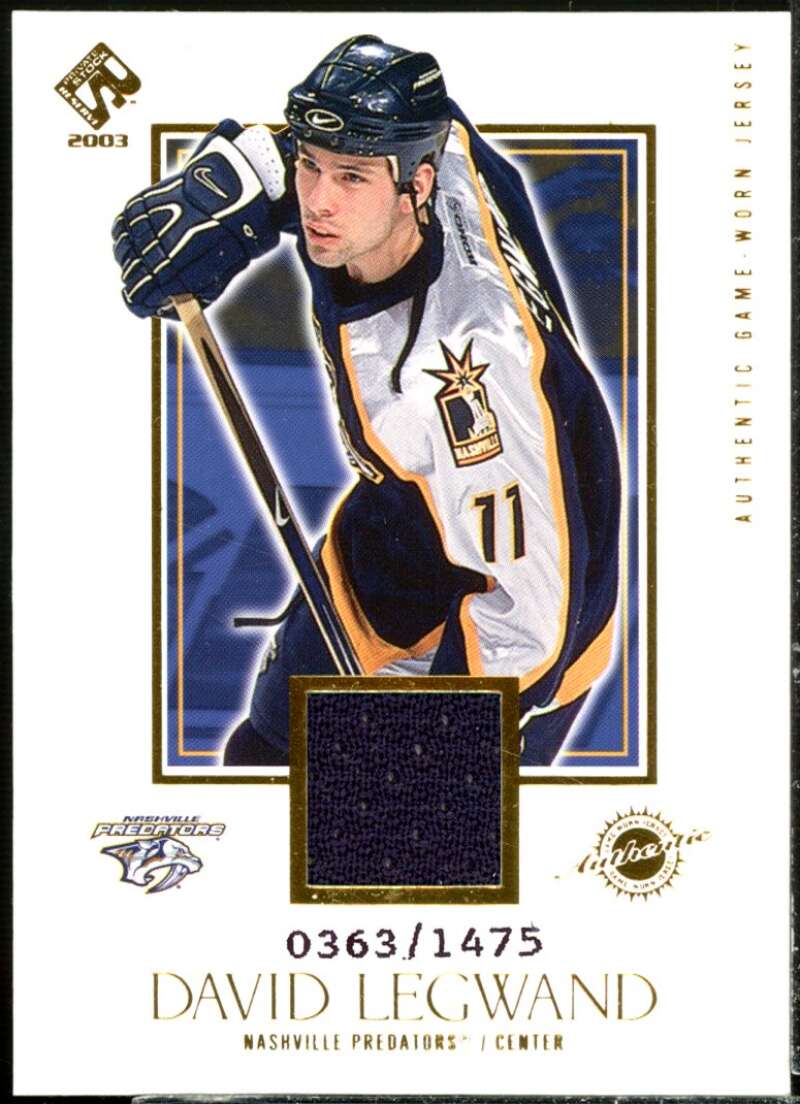 David Legwand JSY Card 2002-03 Private Stock Reserve #128  Image 1