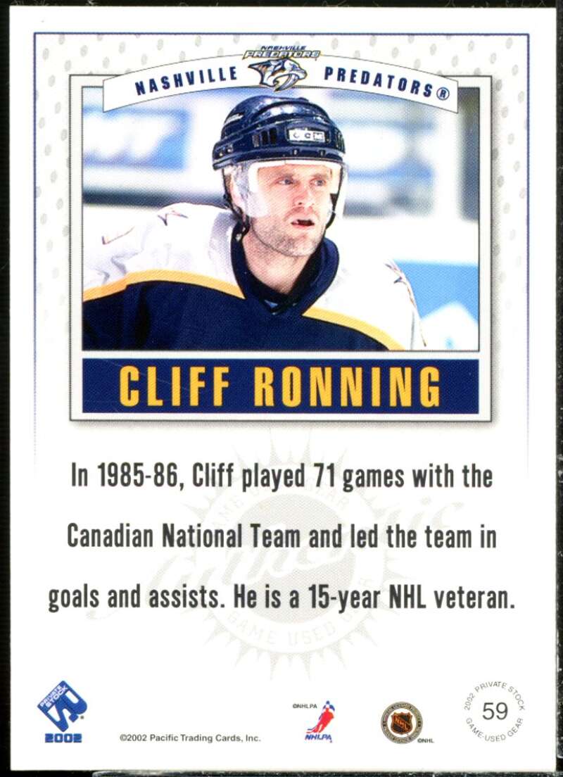 Cliff Ronning Card 2001-02 Private Stock Game Gear #59  Image 2