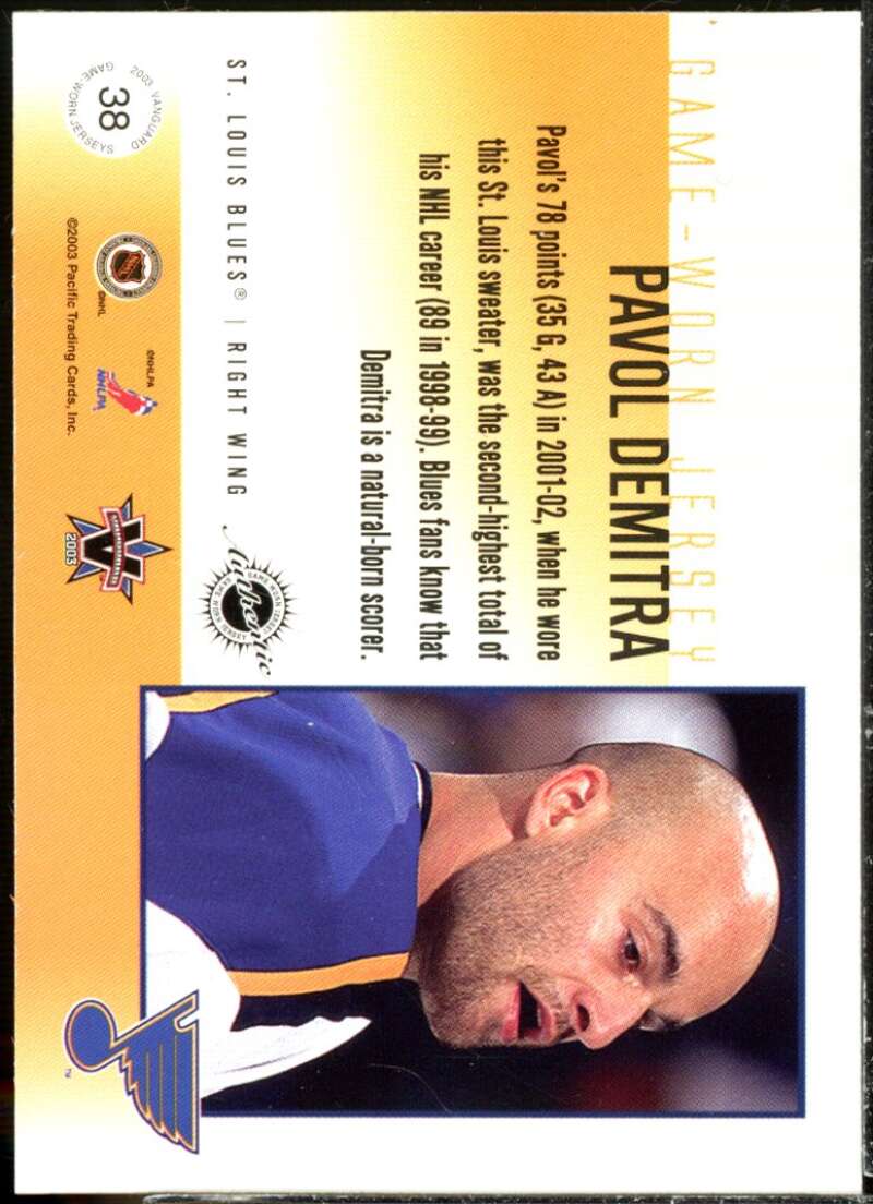 Pavol Demitra Card 2002-03 Vanguard Jerseys #38  Image 2