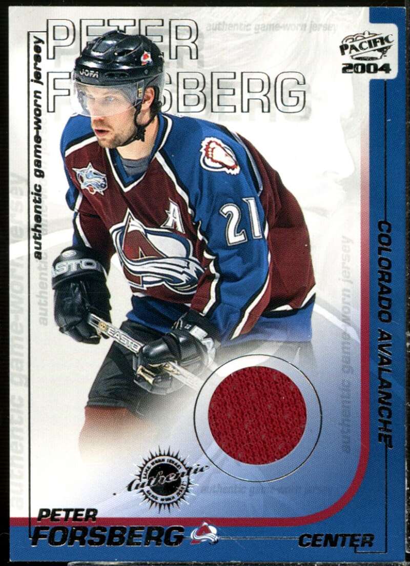 Peter Forsberg Card 2003-04 Pacific Jerseys #8  Image 1