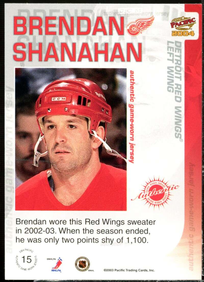 Brendan Shanahan Card 2003-04 Pacific Jerseys #15  Image 2