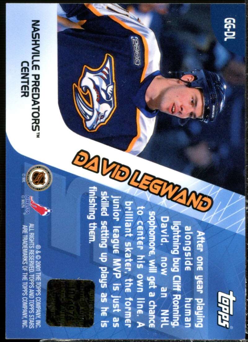 David Legwand 2001-2002 Topps Stars Gameworn Gear Relic #GGDL Image 2