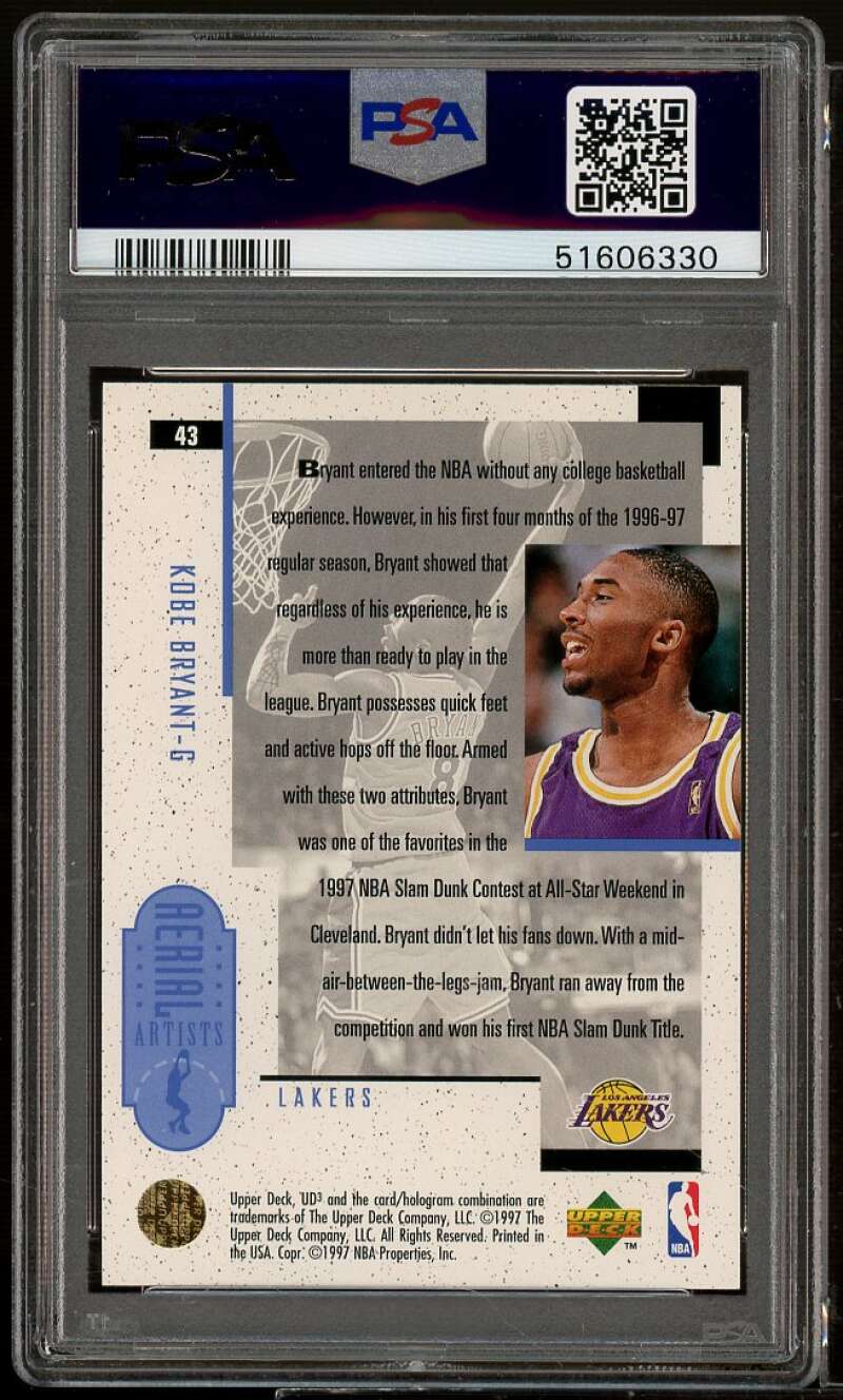 Kobe Bryant Rookie Card 1996-97 Upper Deck UD3 #43 PSA 9 Image 2