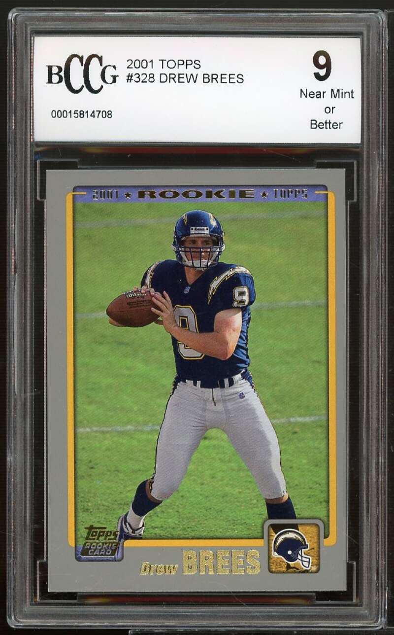 2001 Topps #328 Drew Brees Rookie Card BGS BCCG 9 Near Mint+ Image 1