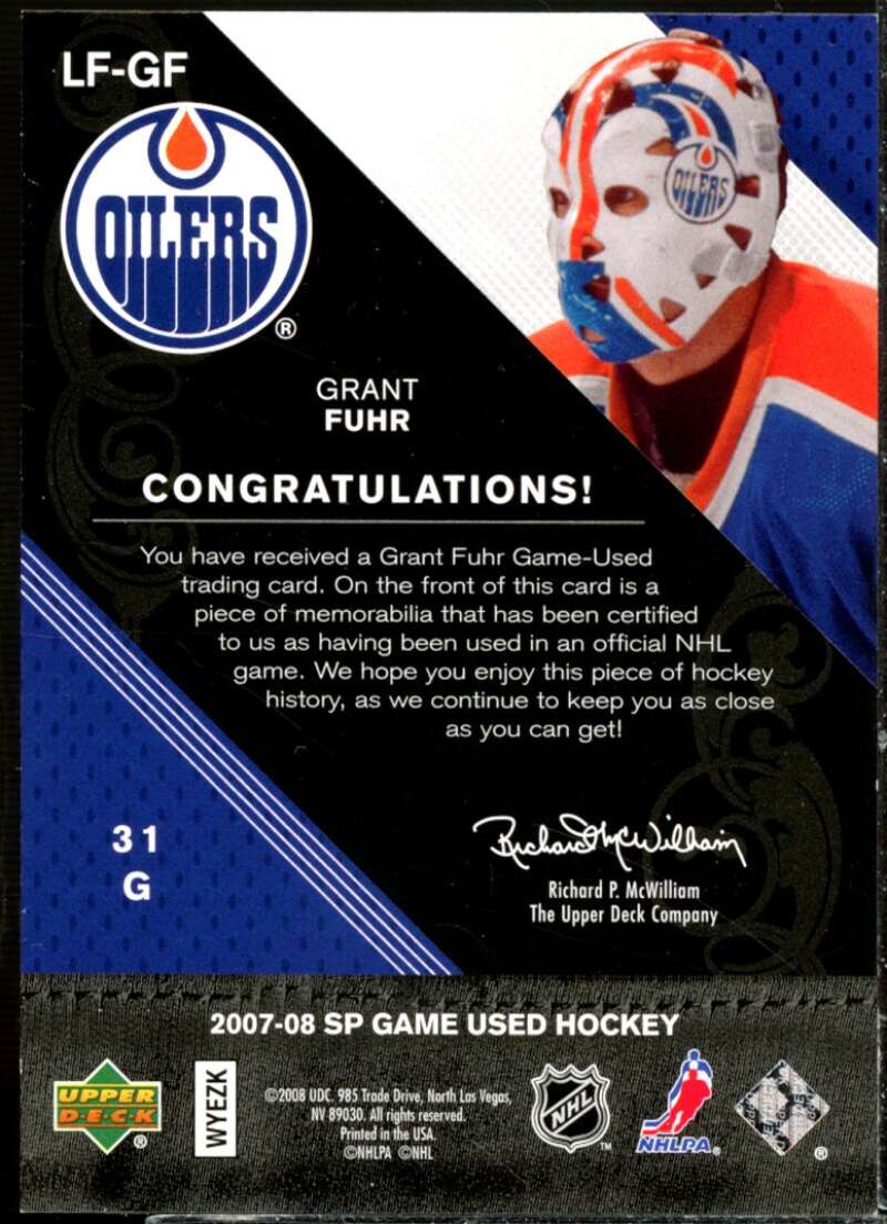 Grant Fuhr Card 2007-08 SP Game Used Legendary Fabrics #LFGF  Image 2