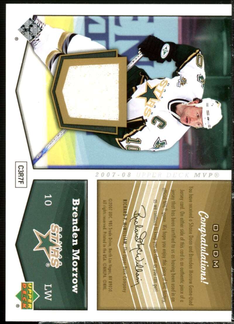 Shane Doan/Brenden Morrow Card 2007-08 Upper Deck MVP One on One Jerseys #OODM  Image 2