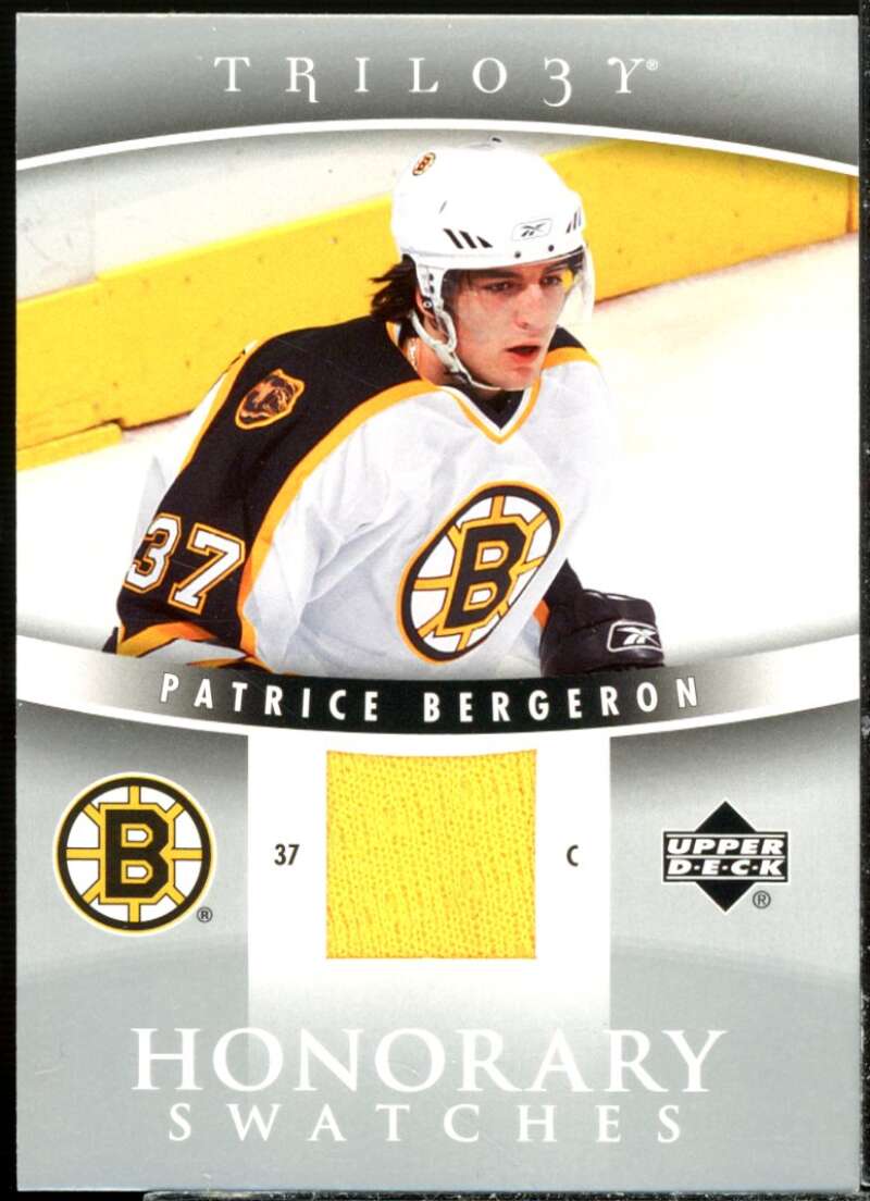 Patrice Bergeron Card 2006-07 Upper Deck Trilogy Honorary Swatches #HSPB  Image 1