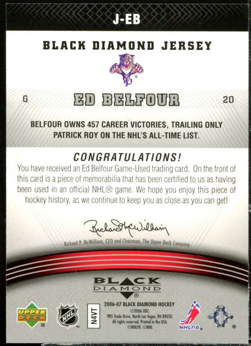 Ed Belfour Card 2006-07 Black Diamond Jerseys #JEB  Image 2