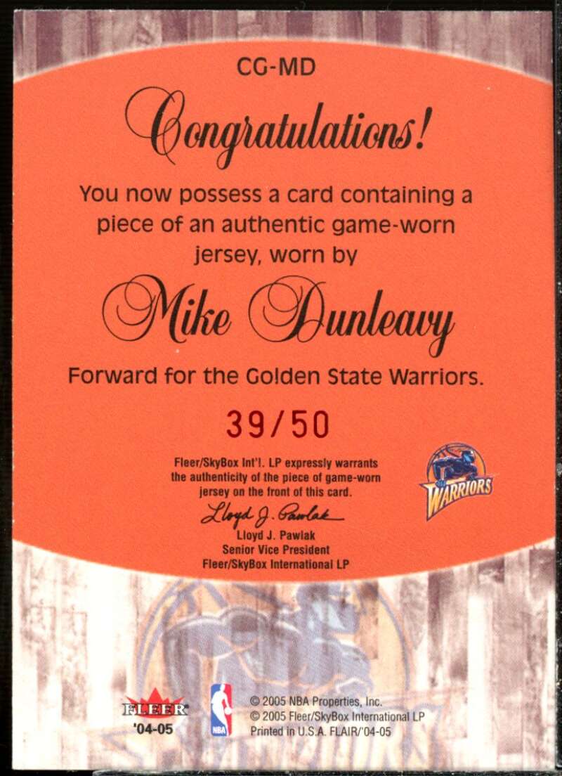 Mike Dunleavy Card 2004-05 Flair Courting Greatness Patches #MD  Image 2