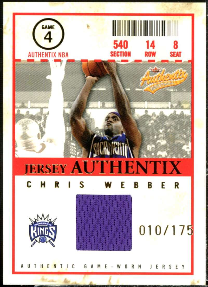 Chris Webber Card 2004-05 Fleer Authentix Jerseys #20  Image 1