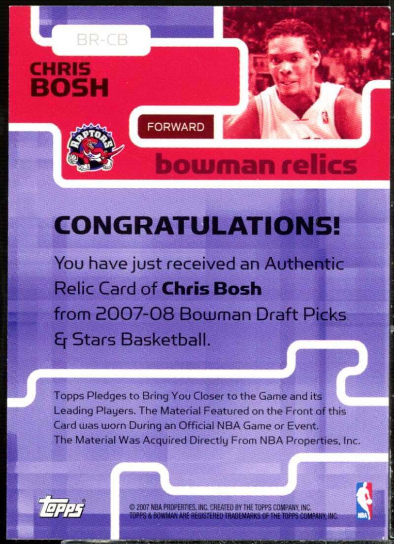 Chris Bosh Card 2007-08 Bowman Relics #CB  Image 2