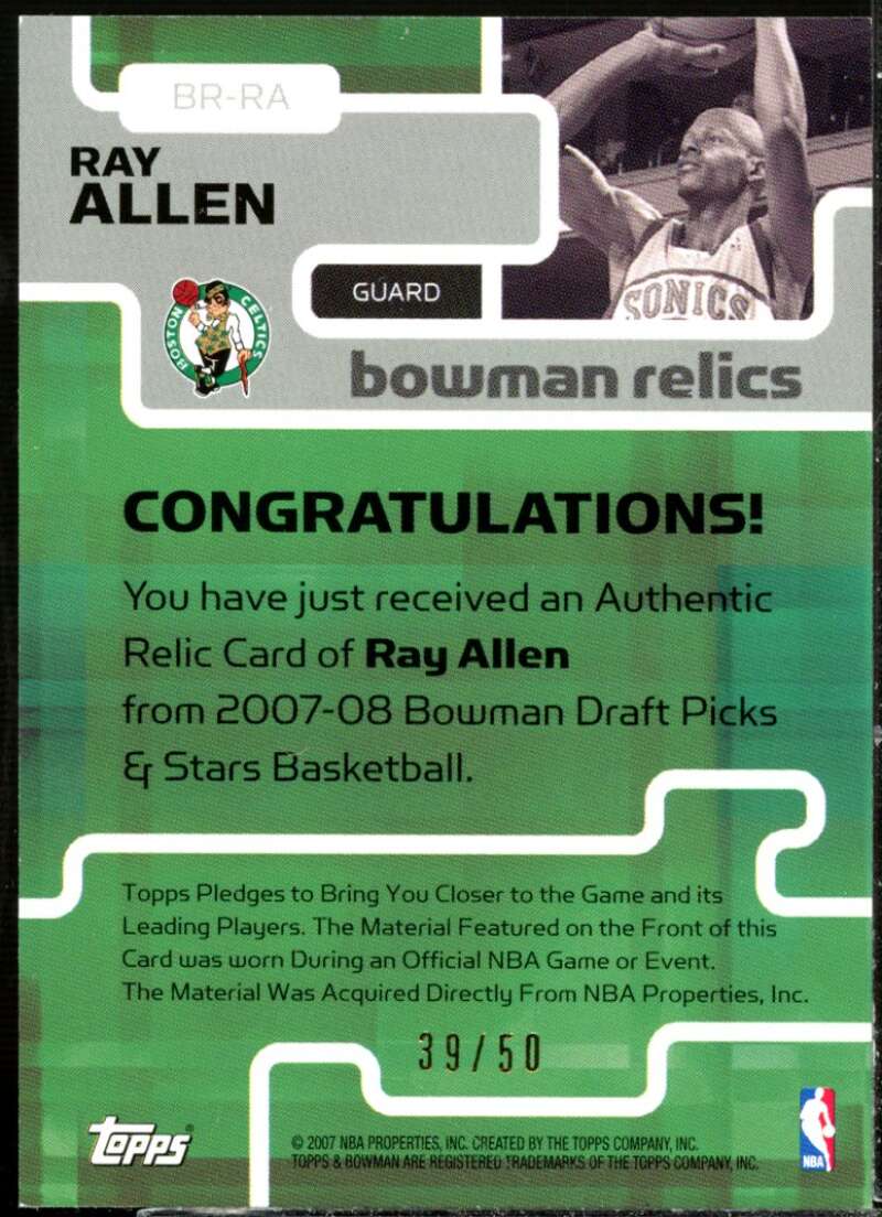 Ray Allen Card 2007-08 Bowman Relics #RA  Image 2