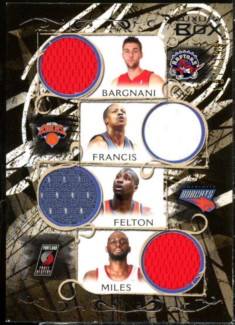 Bargnani/Francis/ Felton/ Miles Card 2006-07 Topps Luxury Box Relics Quad #19  Image 1