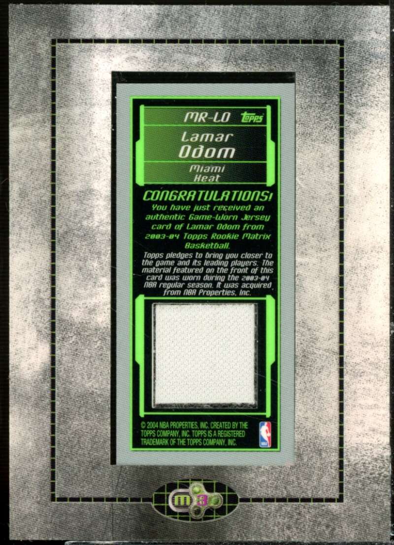 Lamar Odom Card 2003-04 Topps Rookie Matrix Mini Relics #LO  Image 2