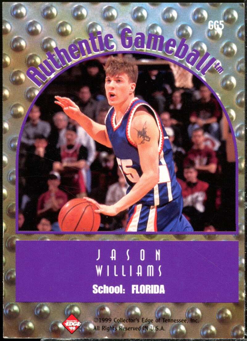 Jason Williams Card 1999 Collector's Edge Rookie Rage Game Ball #GG5  Image 2