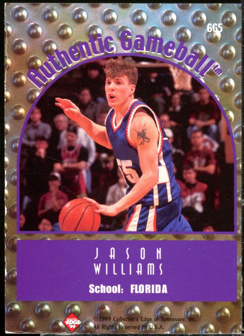 Jason Williams Card 1999 Collector's Edge Rookie Rage Game Ball #GG5  Image 2