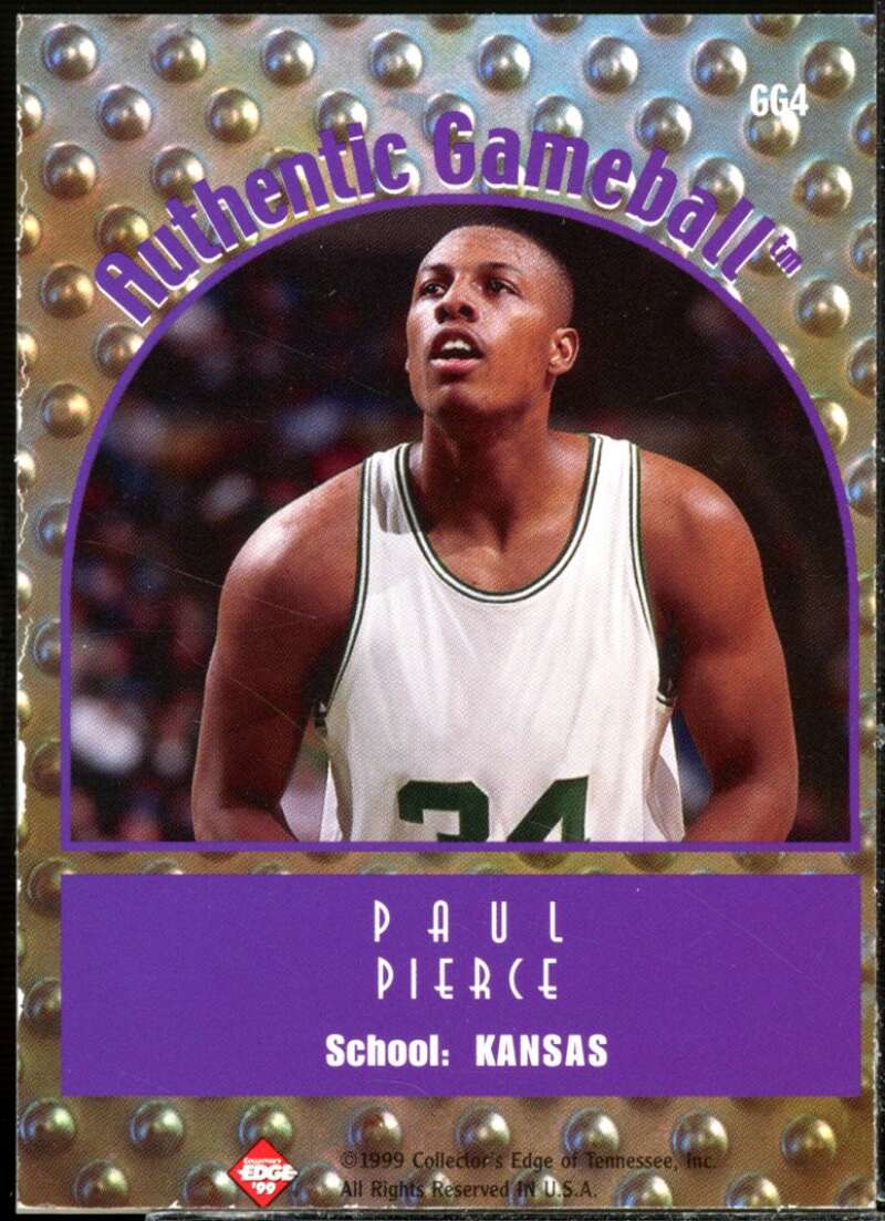 Paul Pierce Card 1999 Collector's Edge Rookie Rage Game Ball #GG4  Image 2