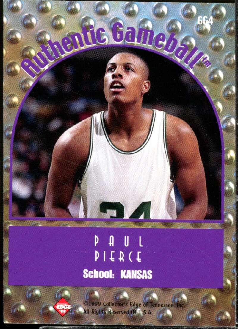 Paul Pierce Card 1999 Collector's Edge Rookie Rage Game Ball #GG4  Image 2