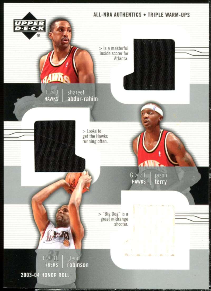 Abdur-Rahim/Robinson/Terry 2003-04 Upper Deck Honor Roll Triple Warm Ups #8  Image 1