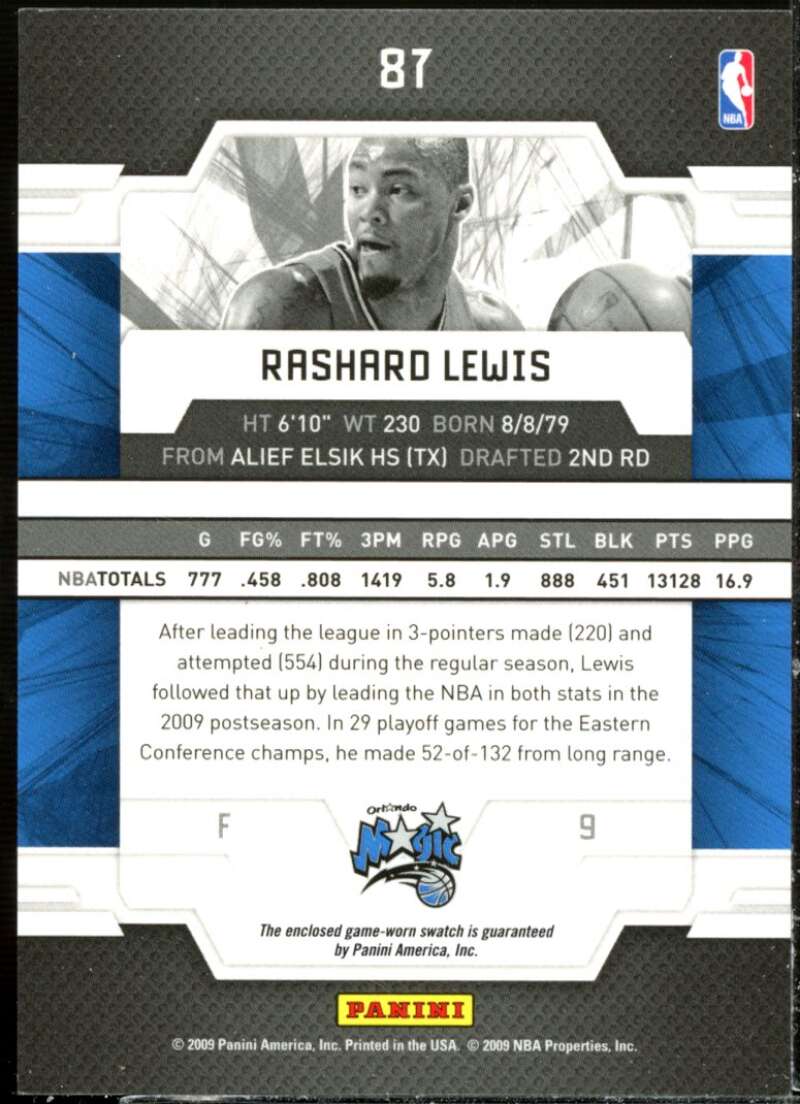 Rashard Lewis Card 2009-10 Donruss Elite Jerseys #87  Image 2