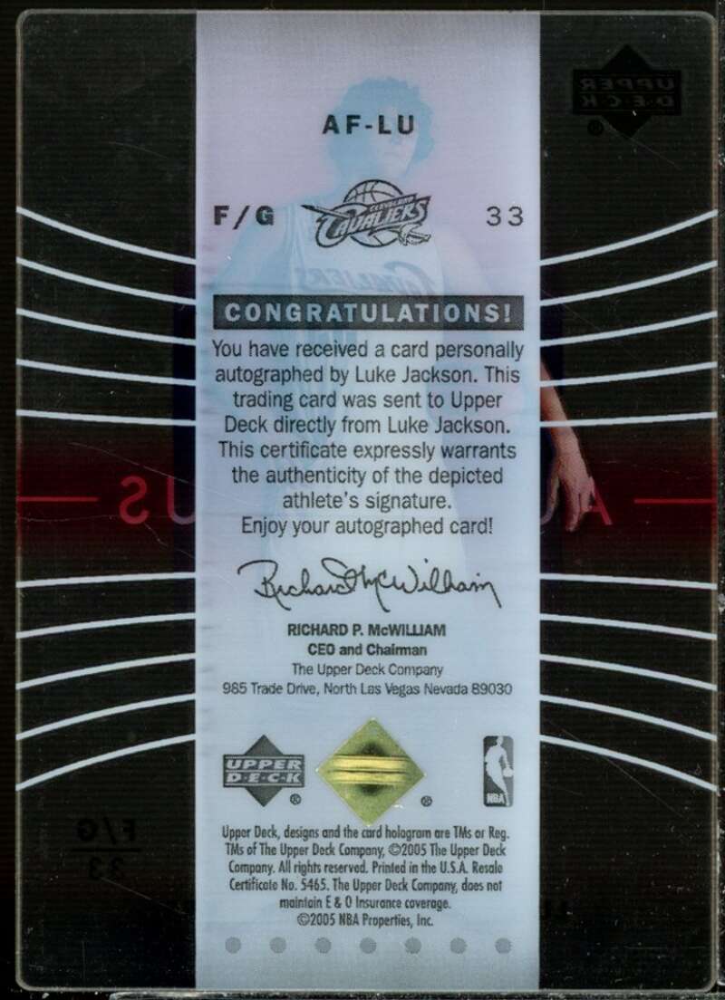 Luke Jackson Card 2004-05 Upper Deck Trilogy Auto Focus #LU  Image 2