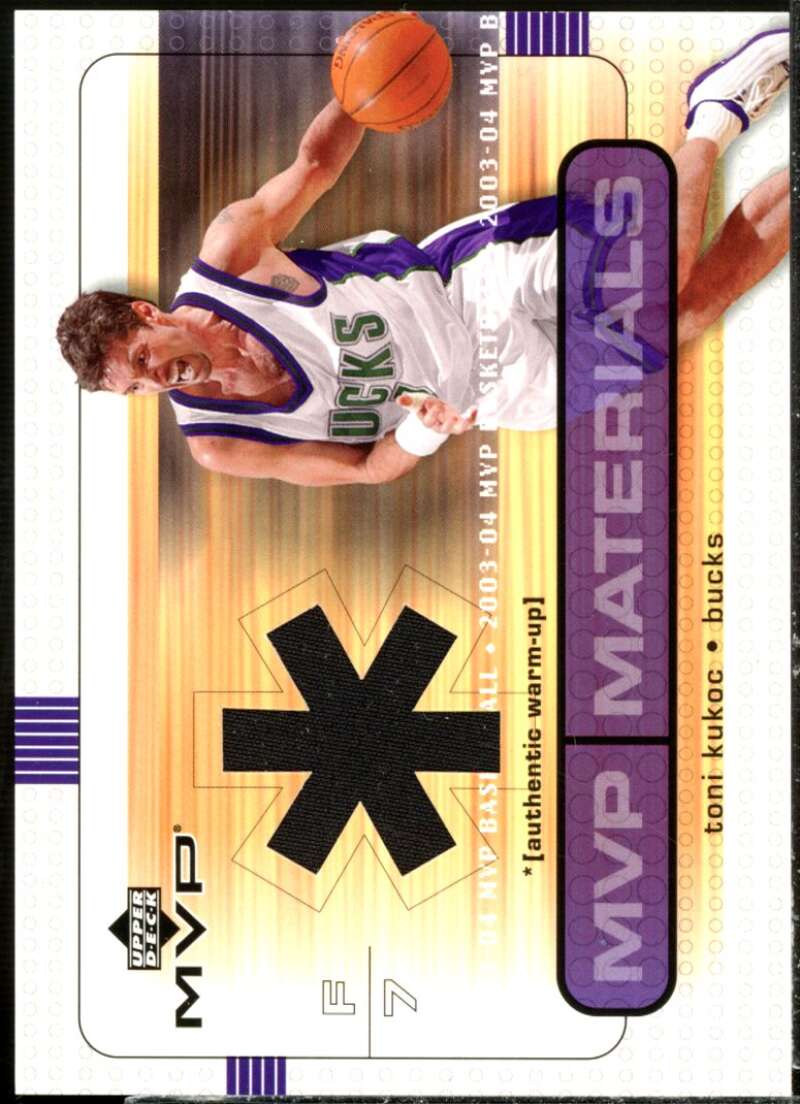 Toni Kukoc Card 2003-04 Upper Deck MVP Materials Warmups #TKWU  Image 1