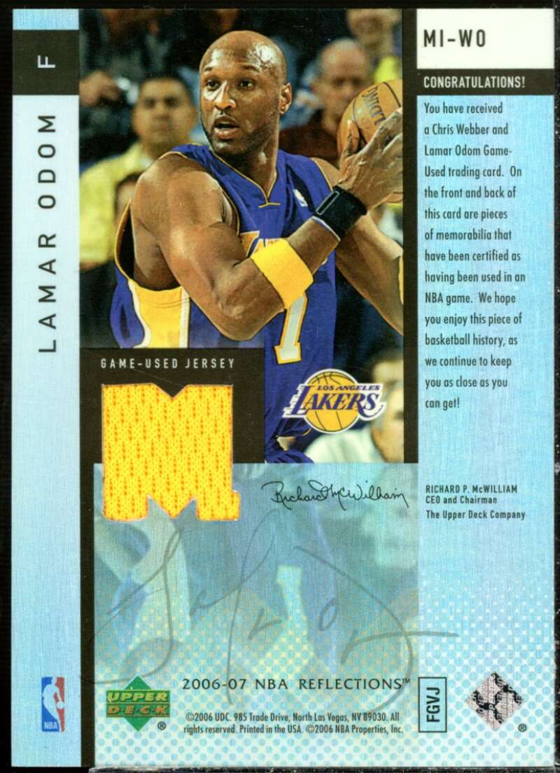 Chris Webber/Lamar Odom Card 2006-07 Reflections Mirror Image Dual Jersey #WO  Image 2