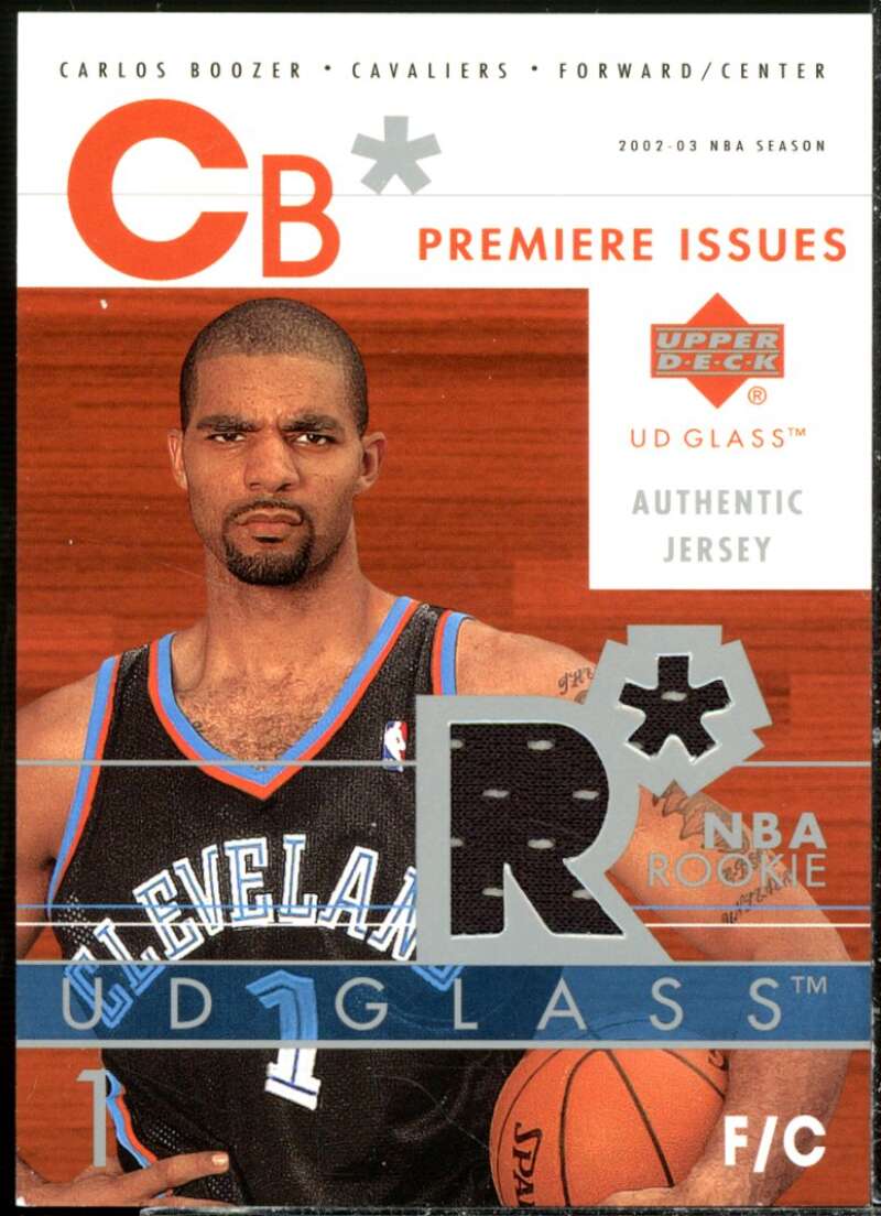 Carlos Boozer Card 2002-03 UD Glass Premiere Issues Jersey #CBP  Image 1