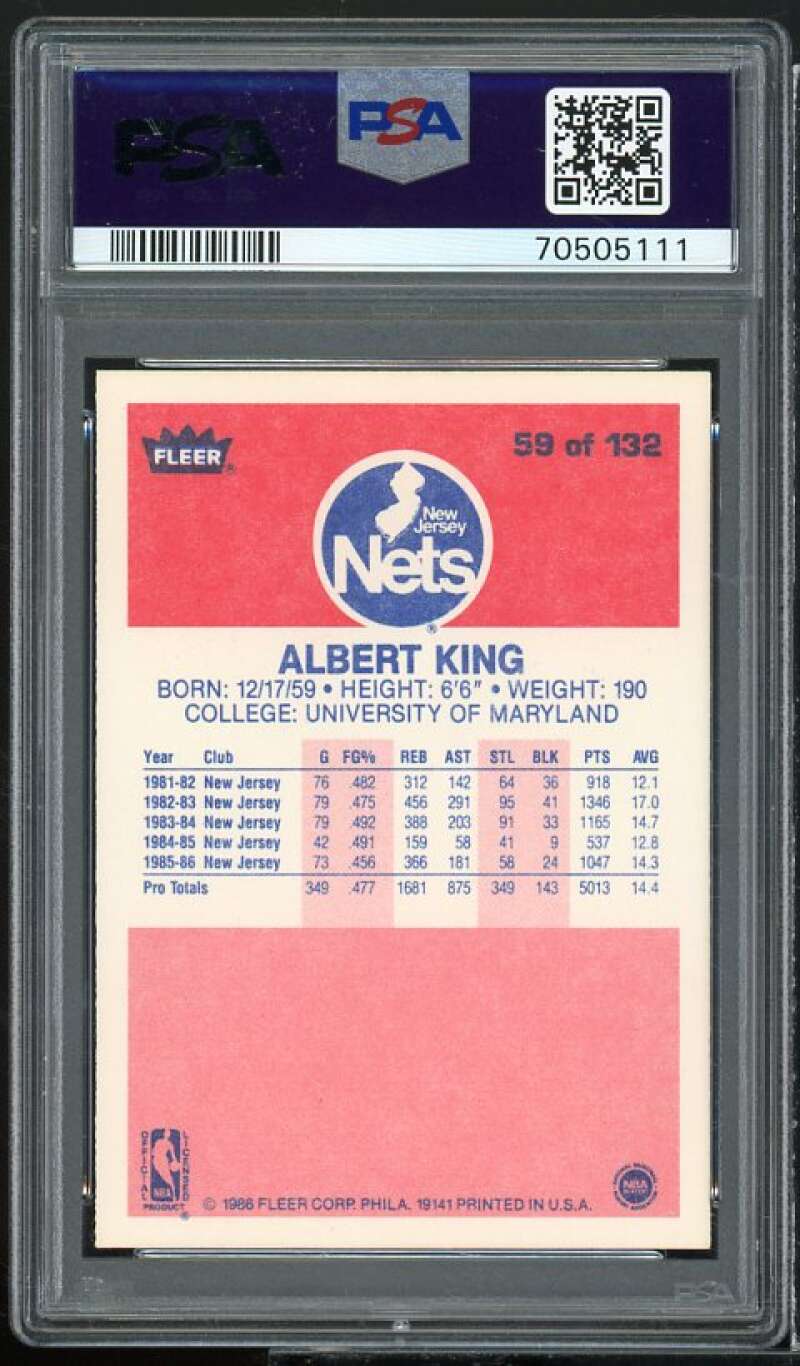 Albert King Rookie Card 1986-87 Fleer #59 PSA 9 Image 2