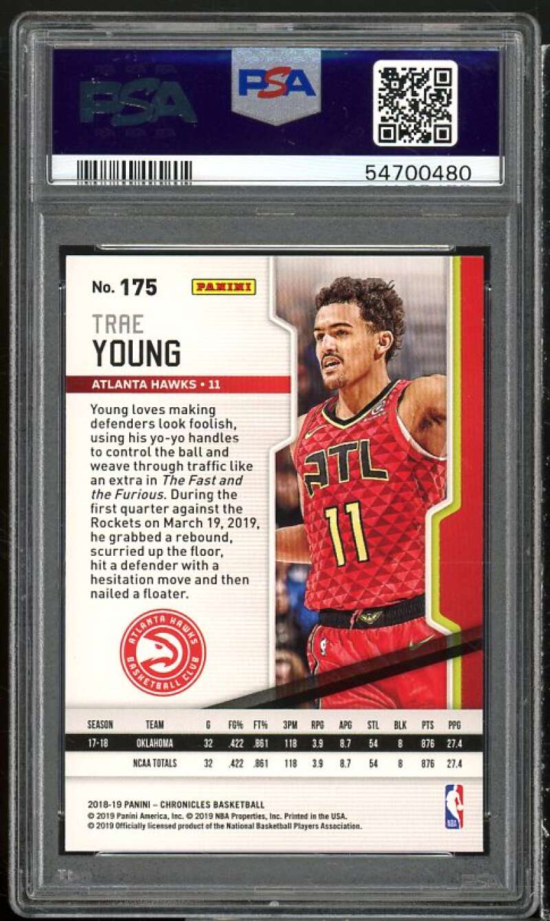 Trae Young Rookie Card 2018-19 Panini Chronicles #175 PSA 10 Image 2