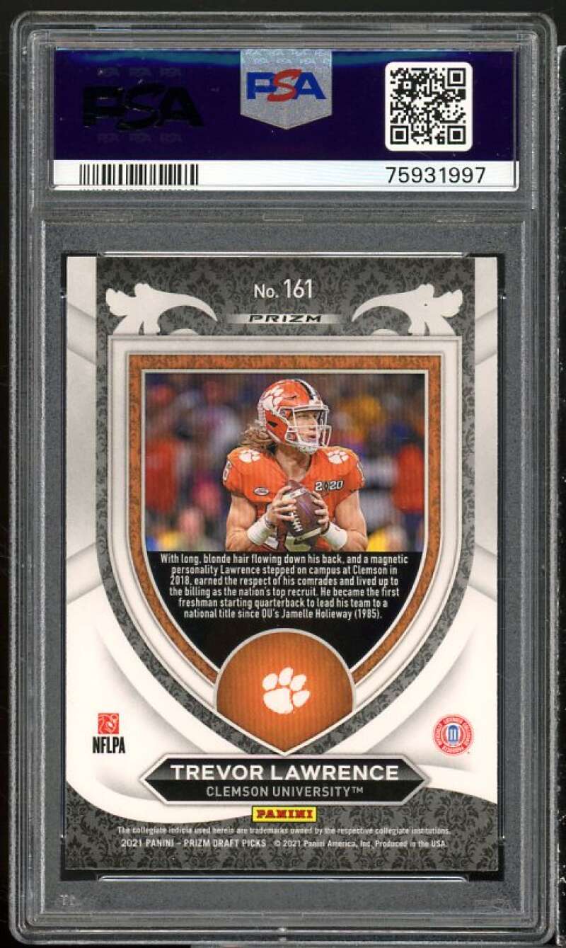 Trevor Lawrence Rookie Card 2021 Prizm Draft Picks Orange Ice #161 PSA 9 Image 2