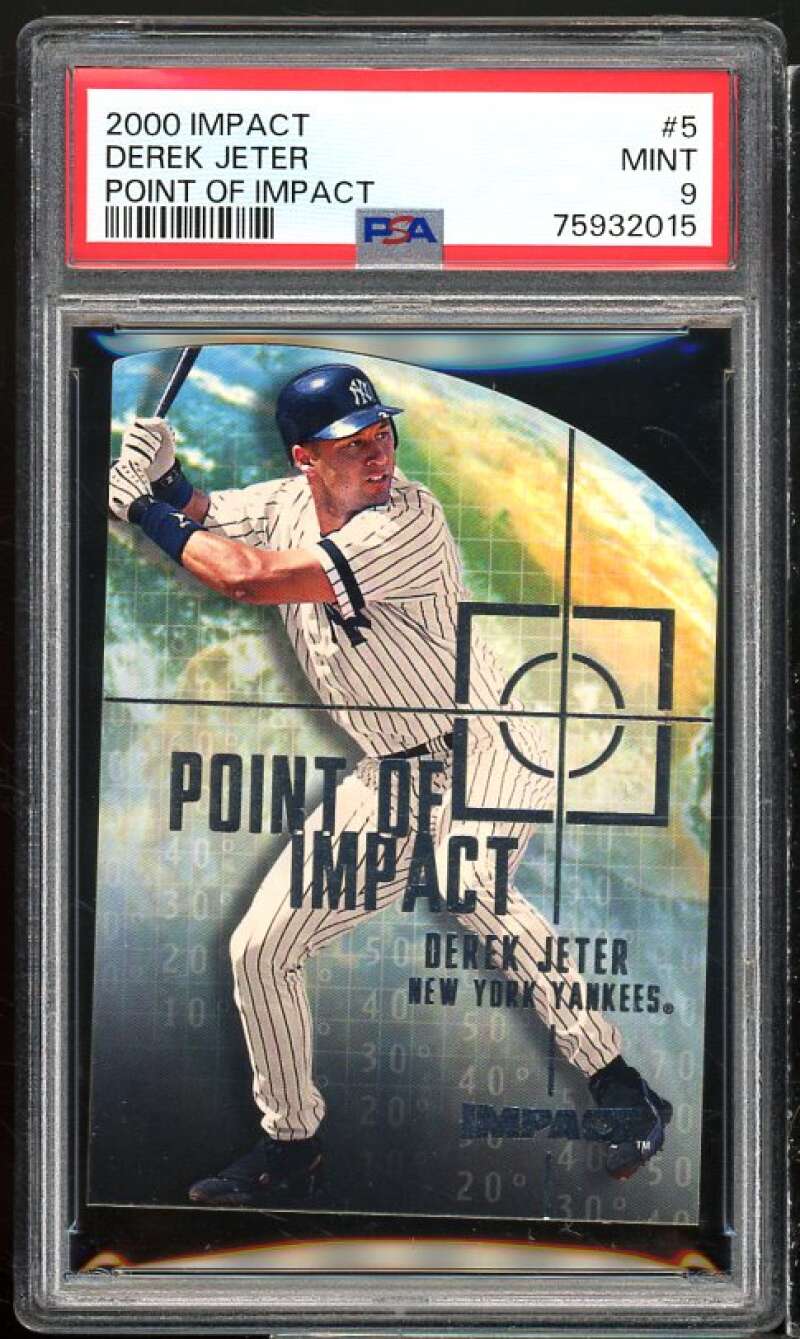 Derek Jeter Card 2000 Impact Point Of Impact #5 PSA 9 Image 1