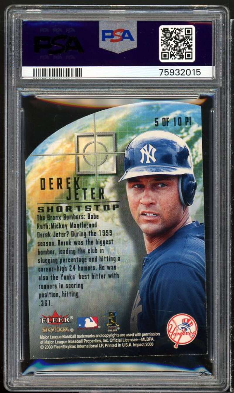 Derek Jeter Card 2000 Impact Point Of Impact #5 PSA 9 Image 2