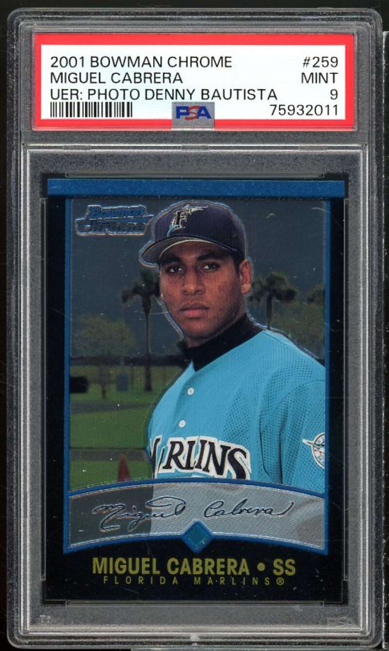 Miguel Cabrera Card 2001 Bowman Chrome #259 PSA 9 Image 1