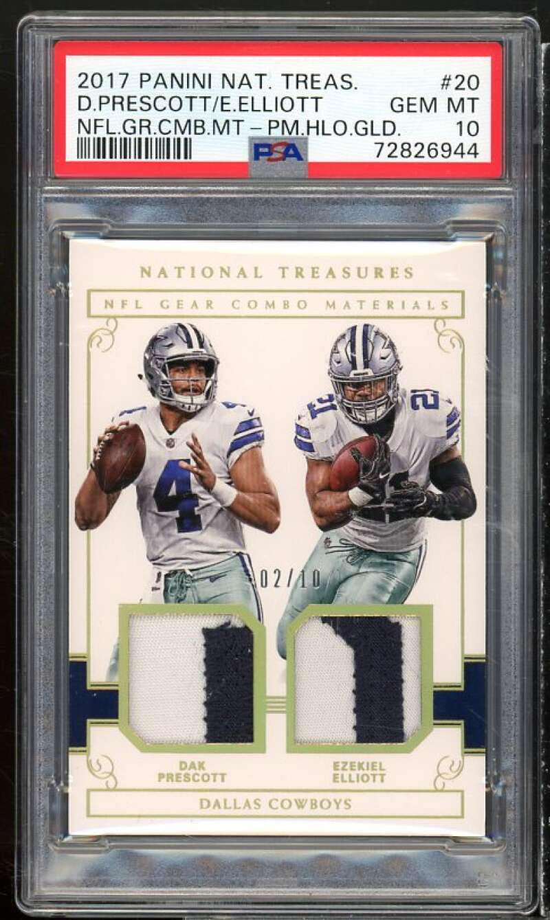 Elliott/ Prescott 2017 Panini National Treasures PM Holo Gold #20 (pop 1) PSA 10 Image 1