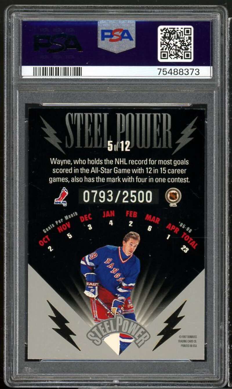 Wayne Grezky Card 1996-97 Leaf Preferred Steel Power #5 PSA 7 Image 2