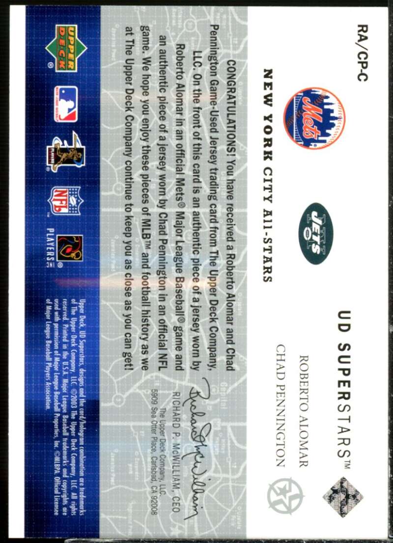 Roberto Alomar/Pennington 2002-03 UD SuperStars City All-Stars Dual Jersey #RACP  Image 2