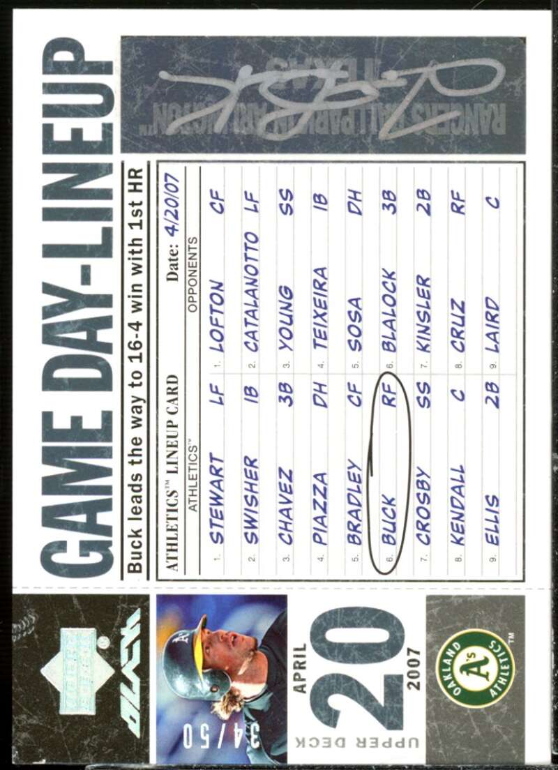Travis Buck Card 2007 UD Black Game Day Lineup Autographs #TB  Image 1
