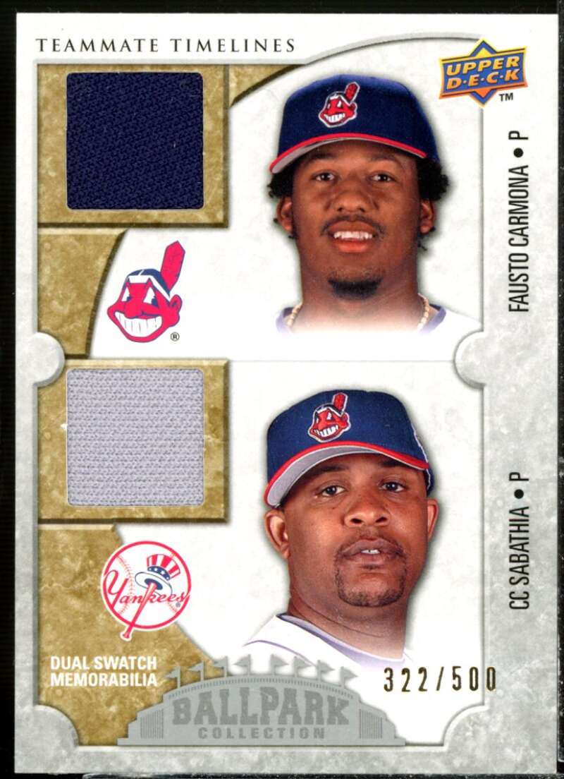 CC Sabathia/Fausto Carmona Card 2009 Upper Deck Ballpark Collection #147  Image 1