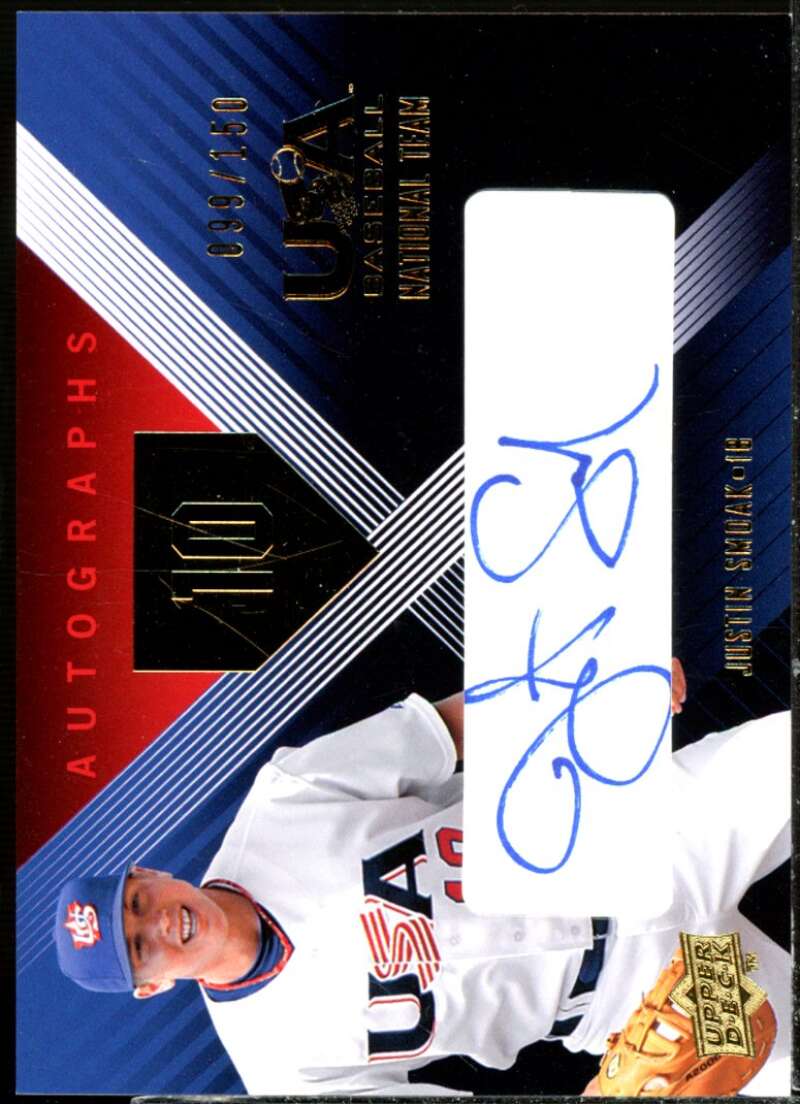 Justin Smoak Rookie Card 2008 USA Baseball National Team Signatures Blue #22  Image 1