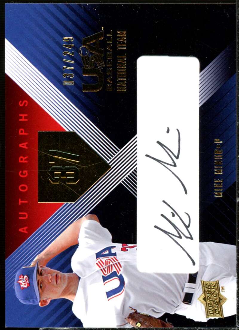 Mike Minor Rookie Card 2008 USA Baseball National Team Signatures Black #17  Image 1